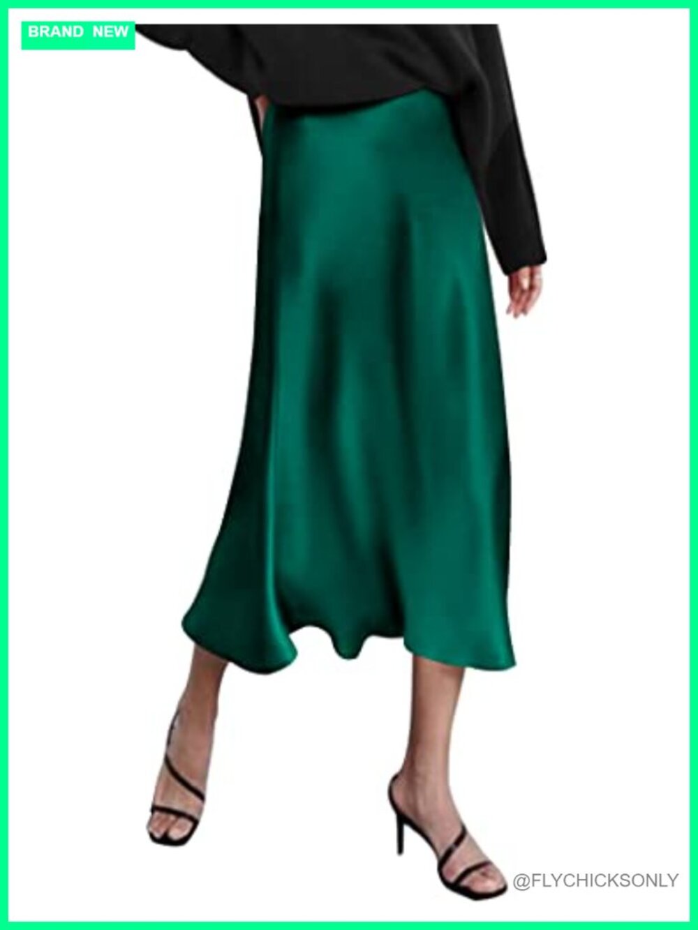 Women's High Waist Satin Midi Skirt Elegant Wedding Guest Cocktail